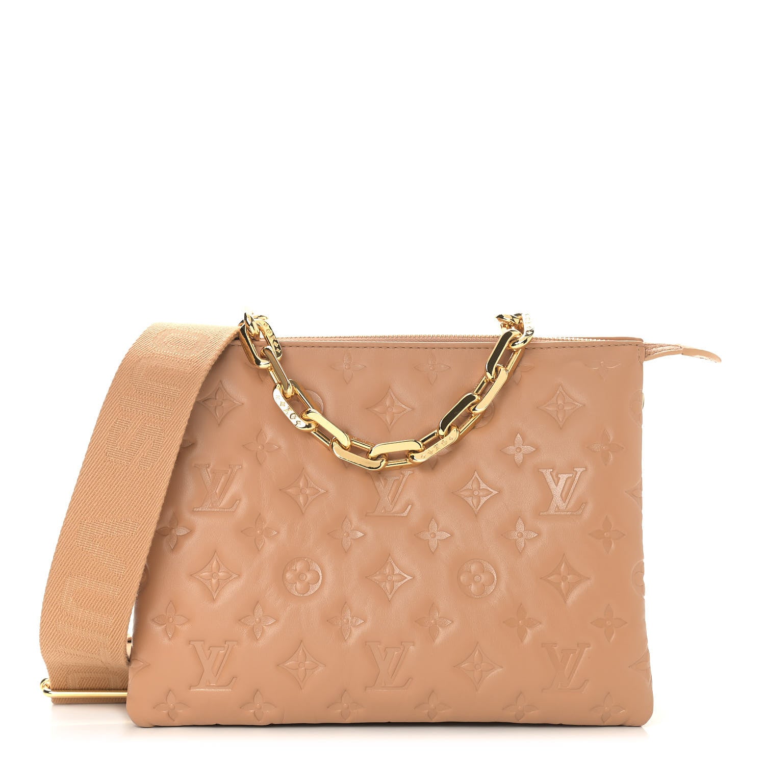 Louis Vuitton Lambskin Embossed Monogram Coussin PM Camel 1 of 8