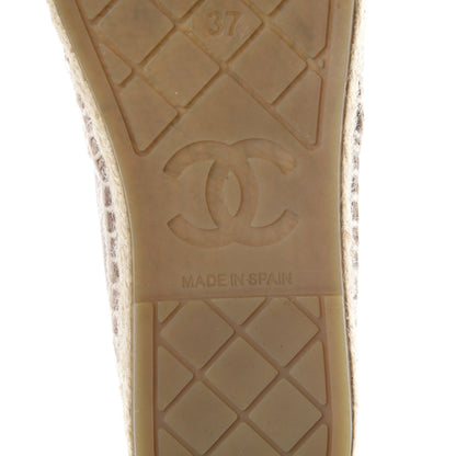 Chanel Velvet Logo Espadrilles 37 Beige Black 9 of 9