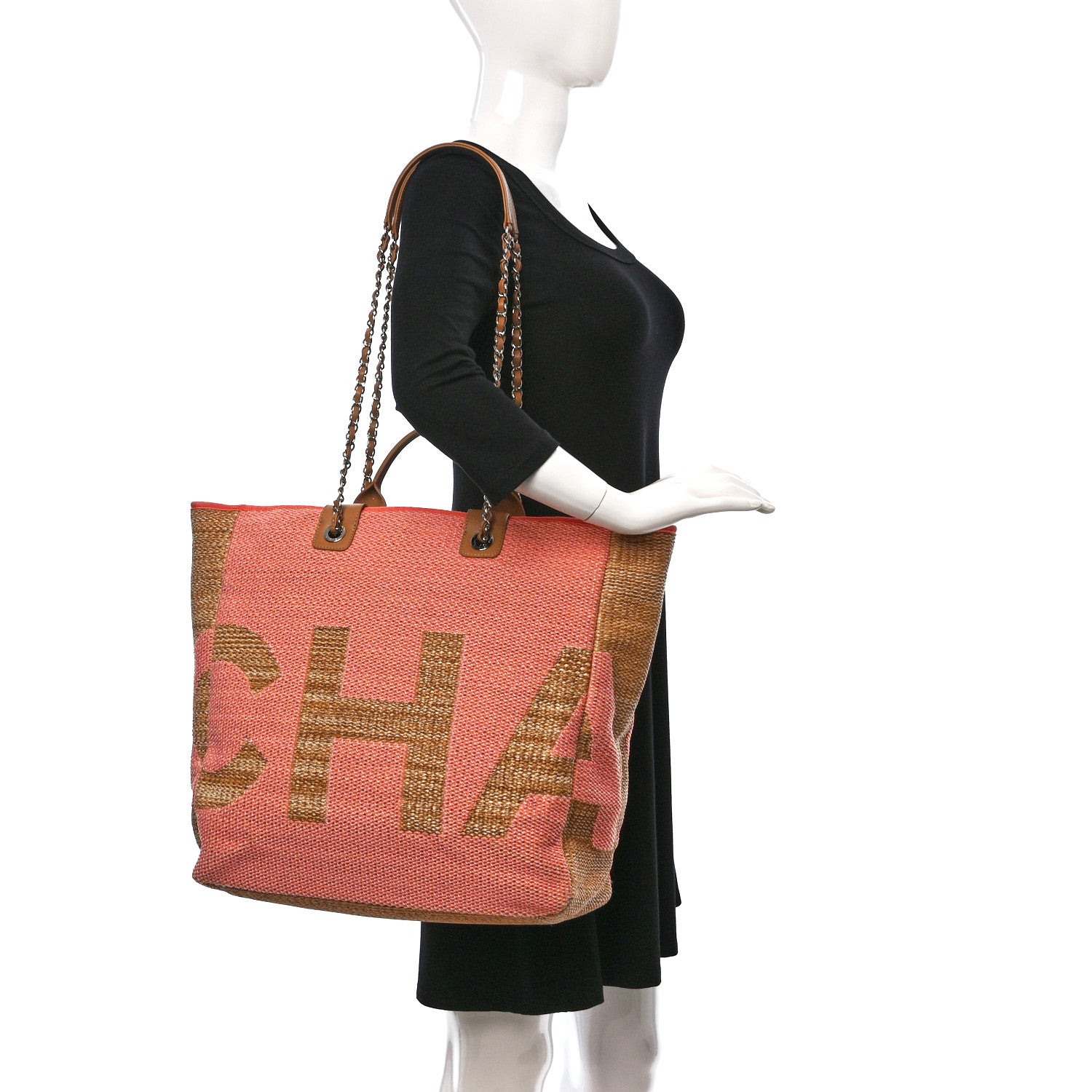 Chanel Mixed Fibers Large Shopping Bag Pink Beige 2 of 15