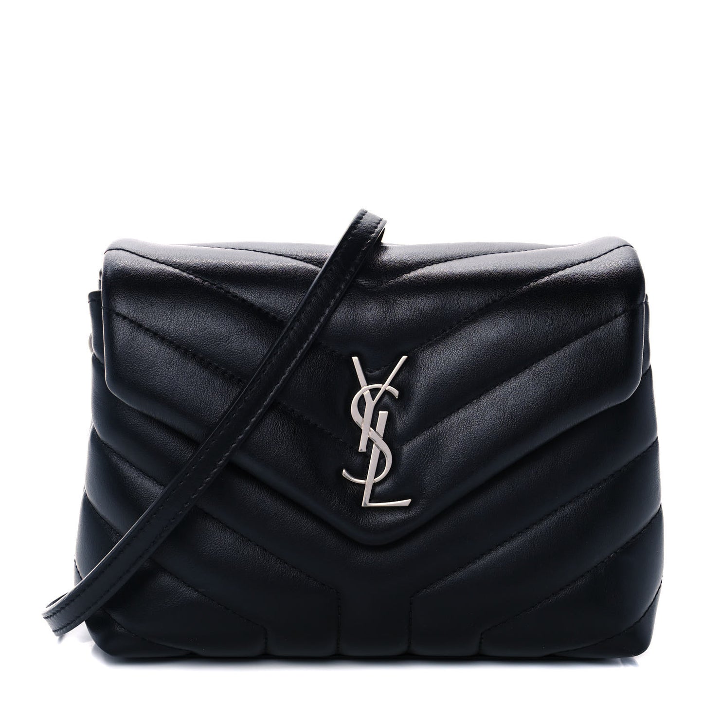 Calfskin Y Quilted Monogram Toy Loulou Crossbody Bag Black