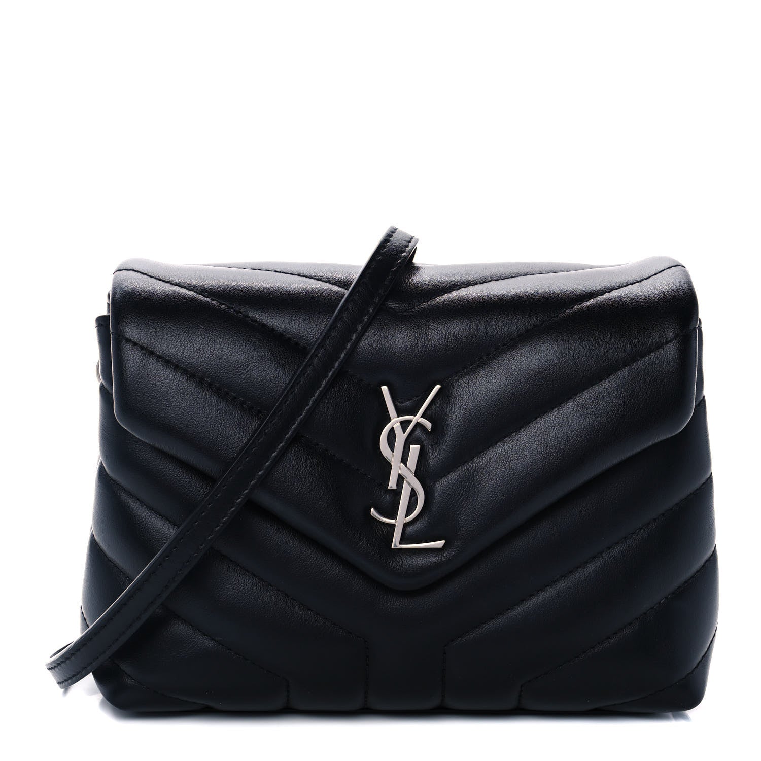 Saint Laurent Calfskin Y Quilted Monogram Toy Loulou Crossbody Bag Black 1 of 14