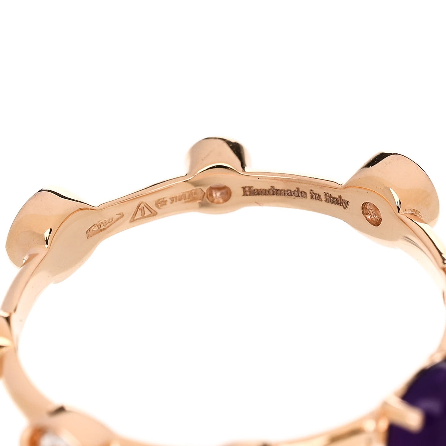 18K Rose Gold Diamond Amethyst Ring 53 6.25