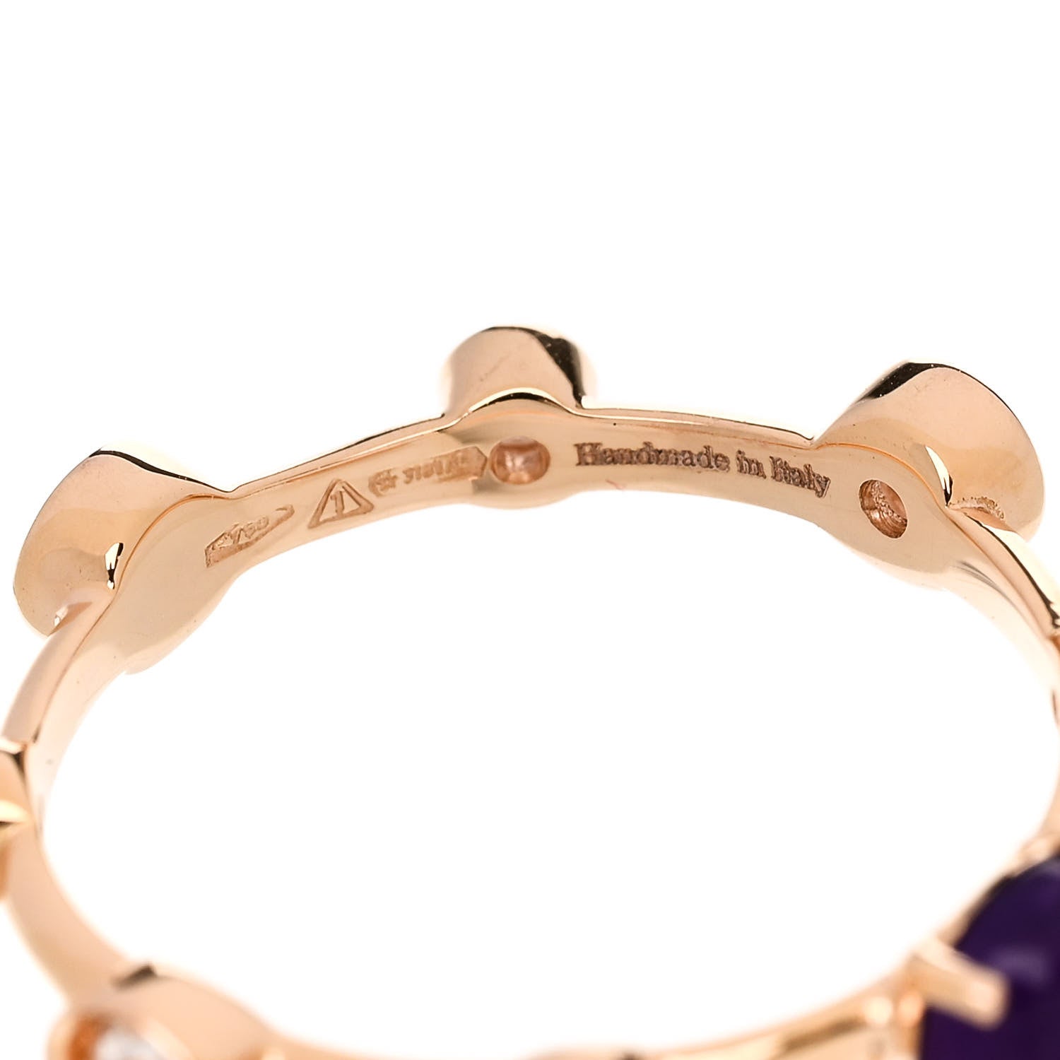 Damiani 18K Rose Gold Diamond Amethyst Ring 53 6.25 5 of 5