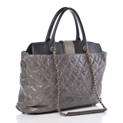 Chanel Glazed Calfskin Stingray Large Bindi CC Tote Grey 3 of 13