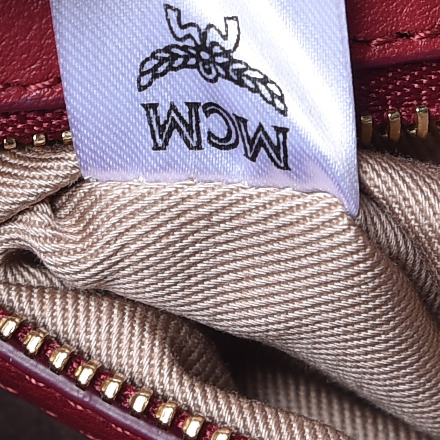 MCM Calfskin Ottomar Monogram Medium Millie Crossbody Bag Ruby Red 8 of 8