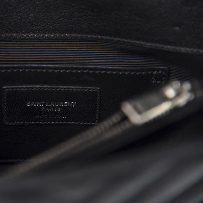 Saint Laurent Sheepskin Matelasse Chevron Monogram Medium College Bag Black 8 of 15