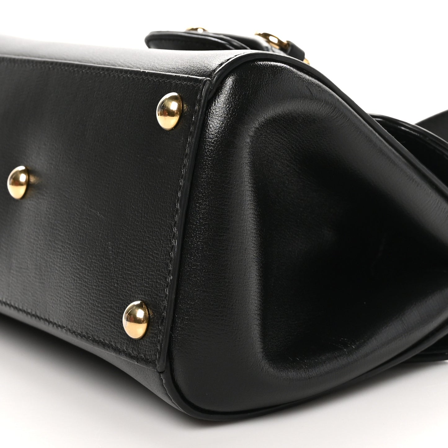 Glazed Textured Calfskin Mini Horsebit 1955 Top Handle Flap Bag Black