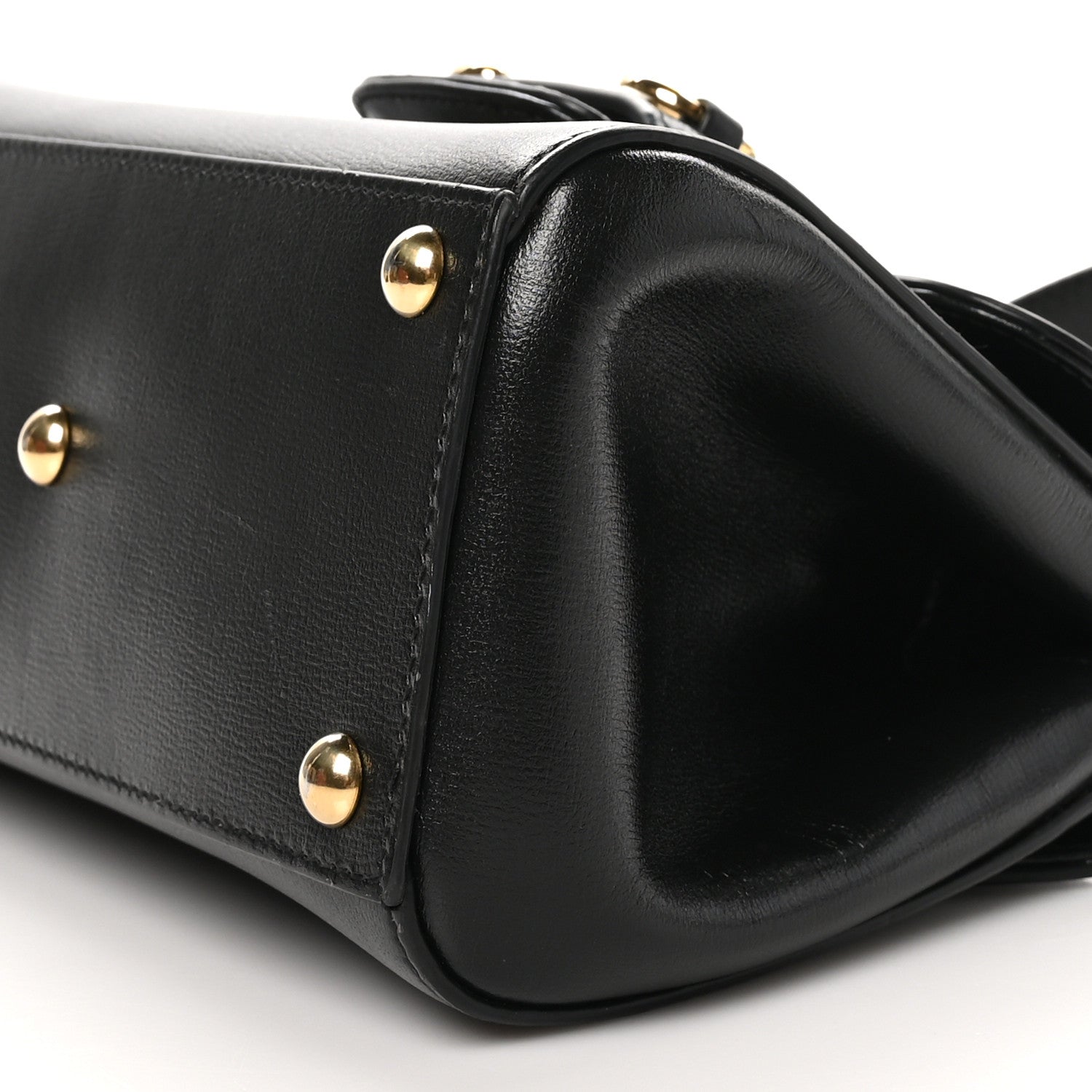 Gucci Glazed Textured Calfskin Mini Horsebit 1955 Top Handle Flap Bag Black 10 of 11