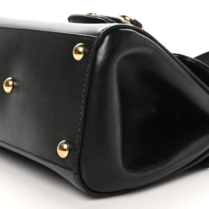 Gucci Glazed Textured Calfskin Mini Horsebit 1955 Top Handle Flap Bag Black 10 of 11