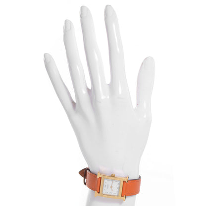 Hermes Stainless Steel Swift 21mm Heure H Hour Quartz Watch Orange 2 of 8