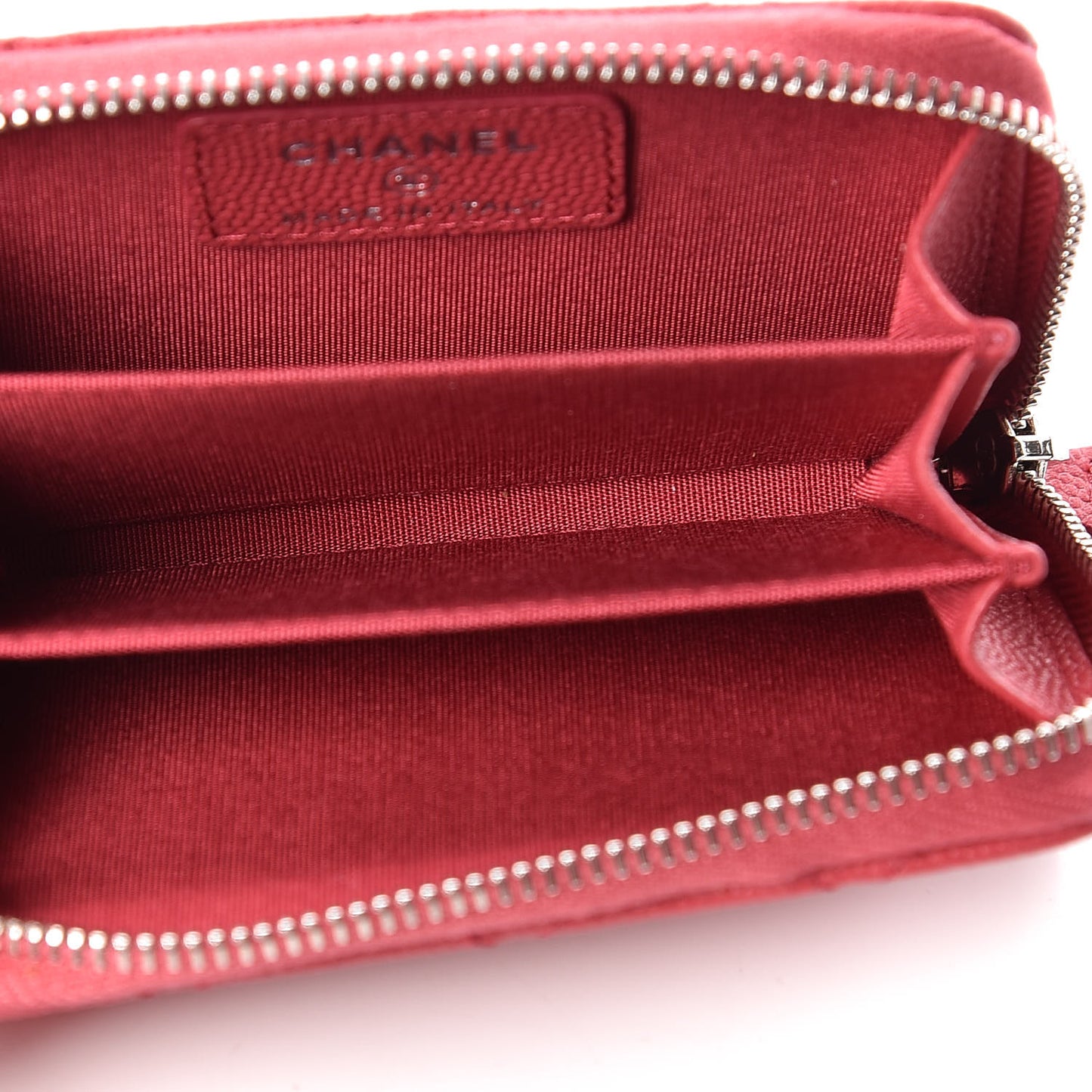 Caviar Quilted Diamond CC Duo Zip Coin Purse Pink