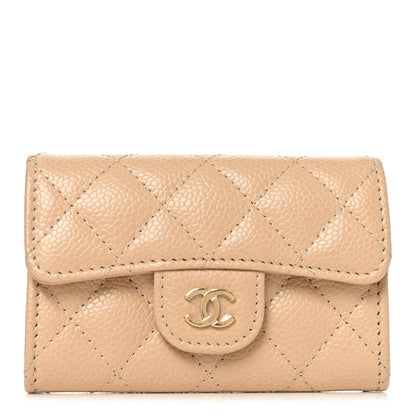 Chanel Caviar Quilted Flap Card Holder Wallet Beige 1 of 9