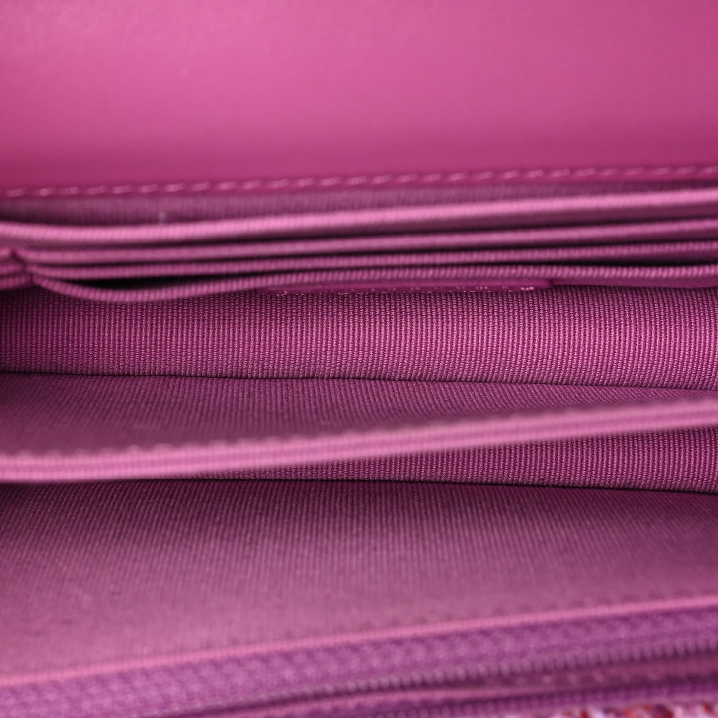 Tweed Enamel Quilted Pending CC Mini Wallet On Chain WOC Pink Purple