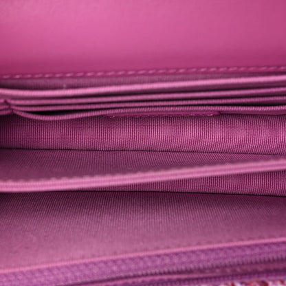 Chanel Tweed Enamel Quilted Pending CC Mini Wallet On Chain WOC Pink Purple 5 of 8