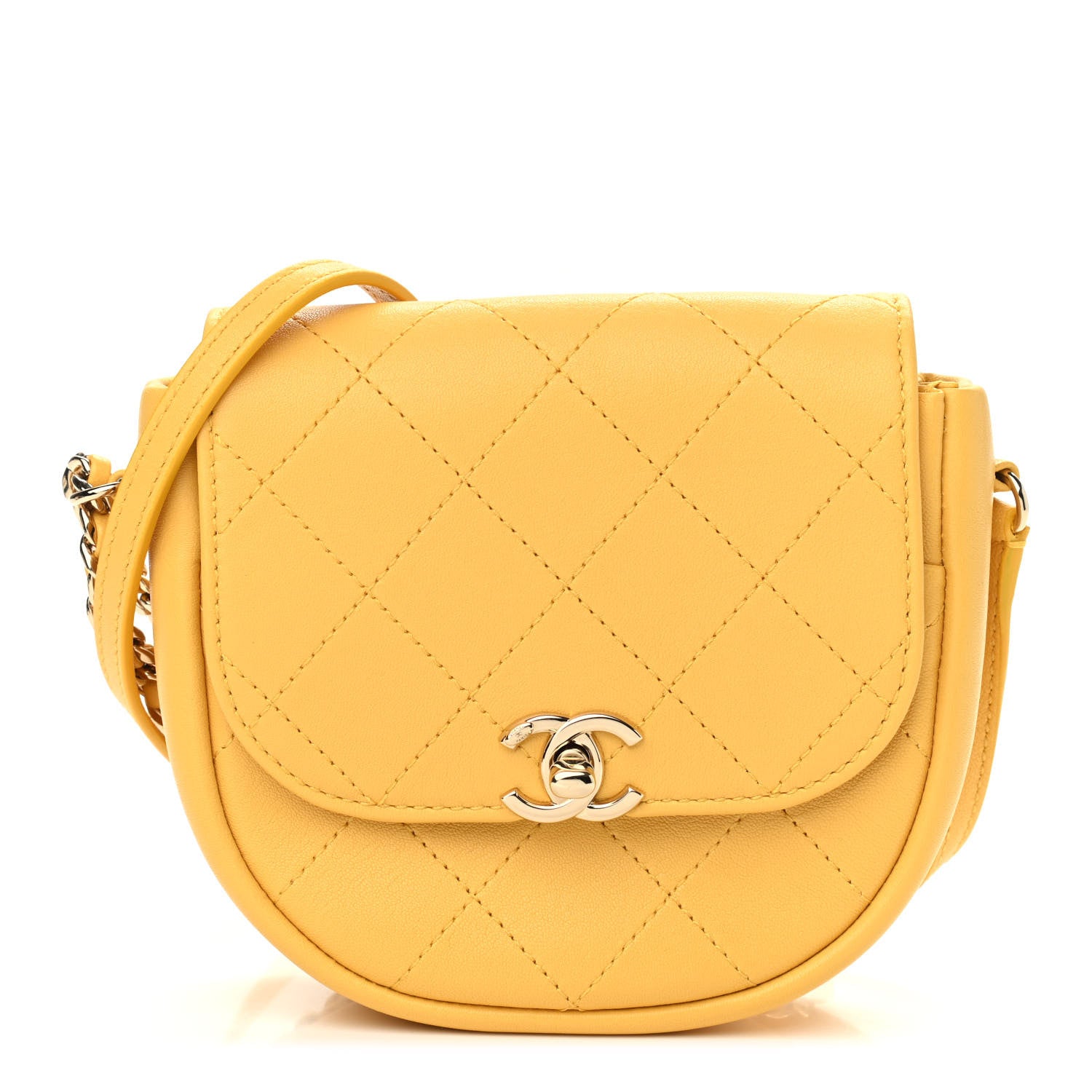 Chanel Goatskin Stitched Casual Trip Messenger Flap Yellow 1 of 9