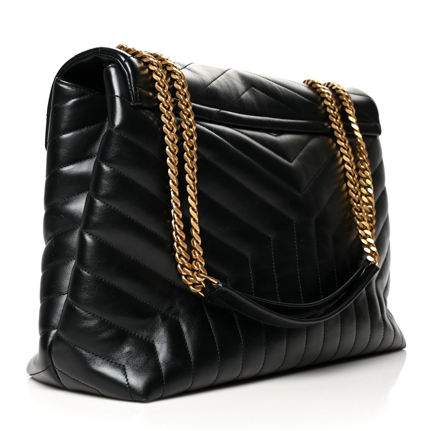 Saint Laurent Calfskin Y Quilted Monogram Large Loulou Chain Satchel Black 3 of 11