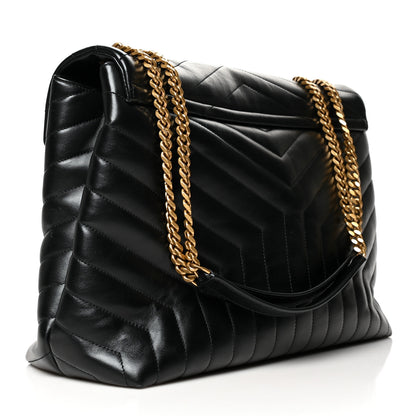 Saint Laurent Calfskin Y Quilted Monogram Large Loulou Chain Satchel Black 3 of 11