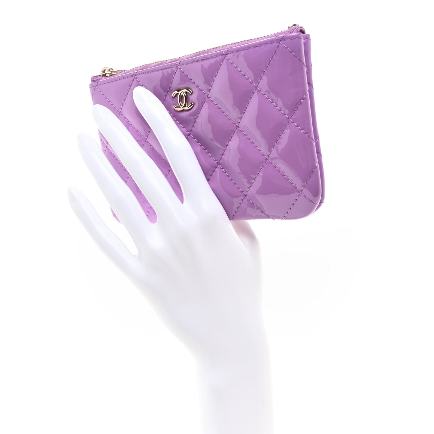 Patent Quilted Small Cosmetic Case Purple