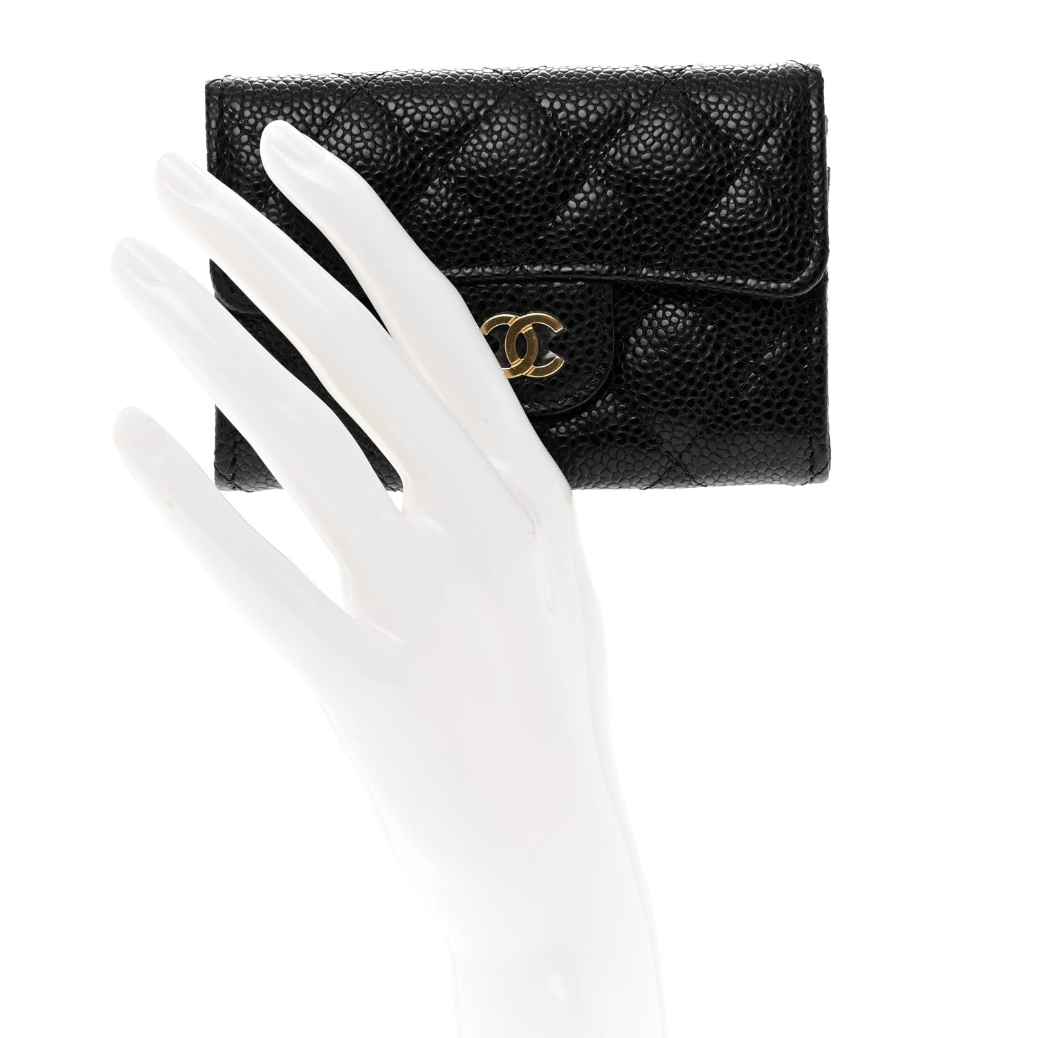 Chanel Caviar Quilted Flap Card Holder Wallet Black 2 of 8