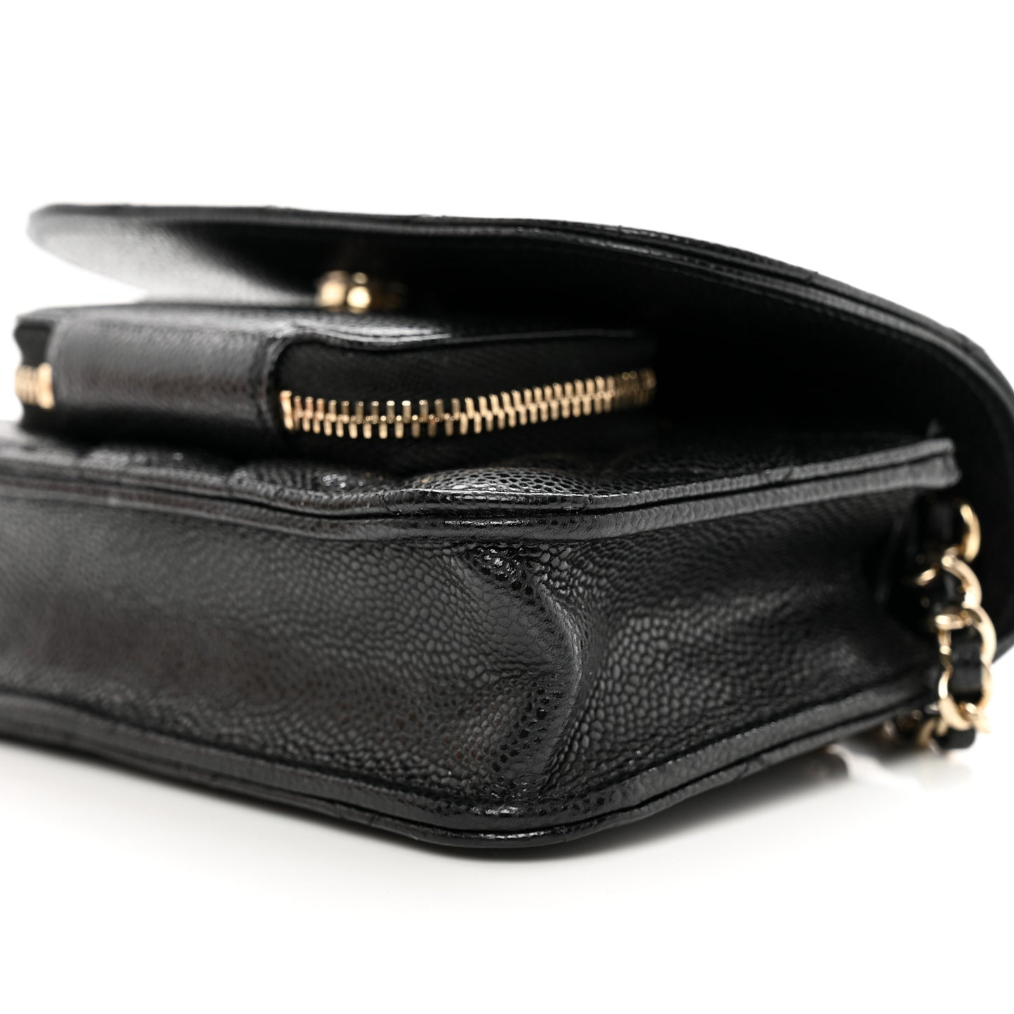 Caviar Quilted Business Affinity Clutch With Chain Black
