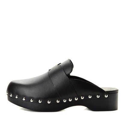 Hermes Calfskin Calya Mules 37 Black 1 of 6