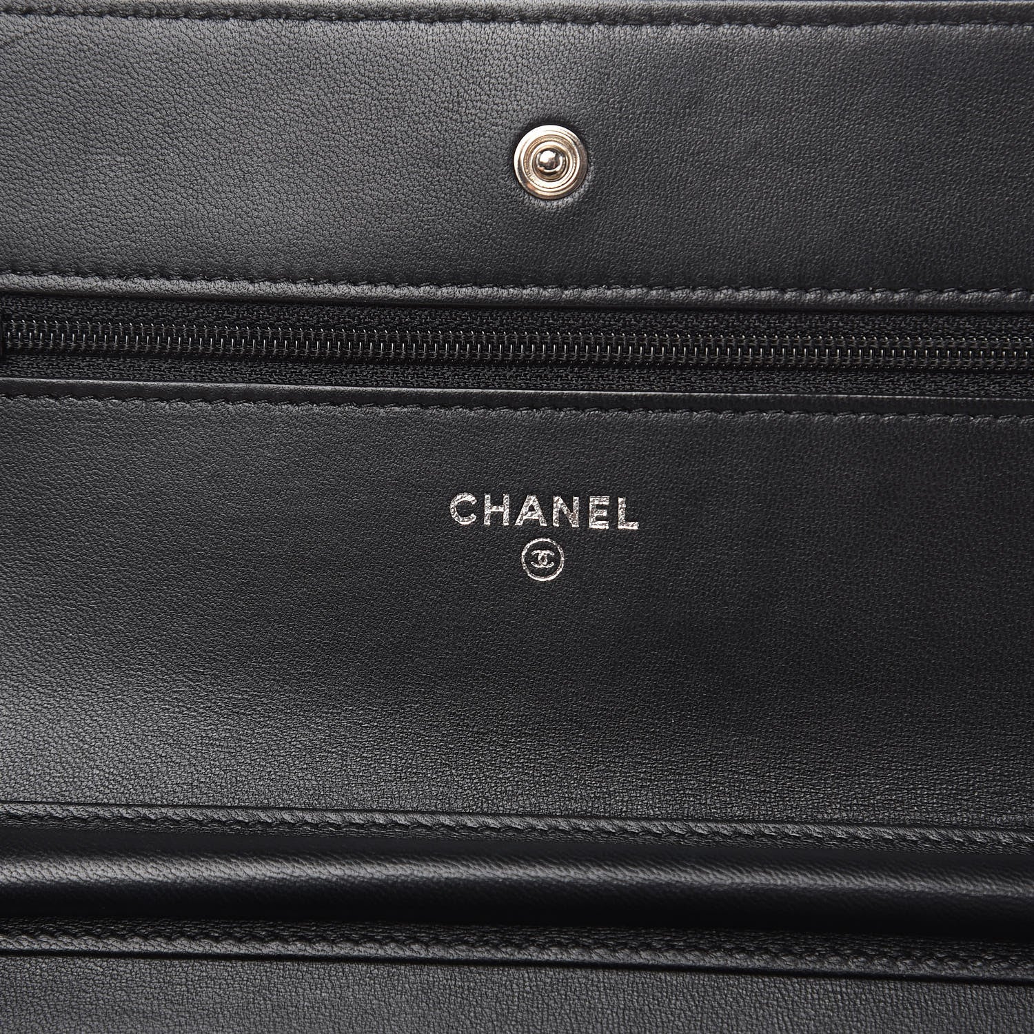 Chanel Lambskin Chevron Quilted Wallet On Chain WOC So Black 6 of 13