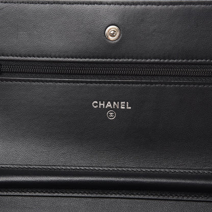 Chanel Lambskin Chevron Quilted Wallet On Chain WOC So Black 6 of 13