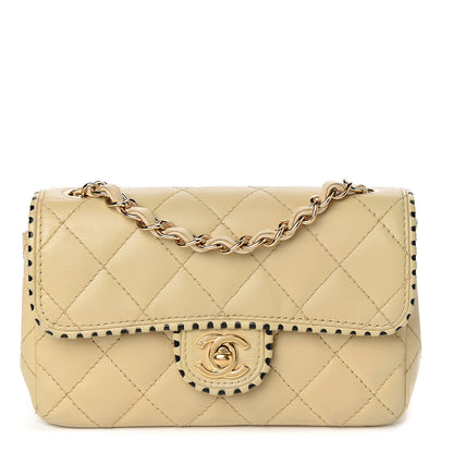 Chanel Lambskin Quilted Mini Rectangular Flap Beige 1 of 9