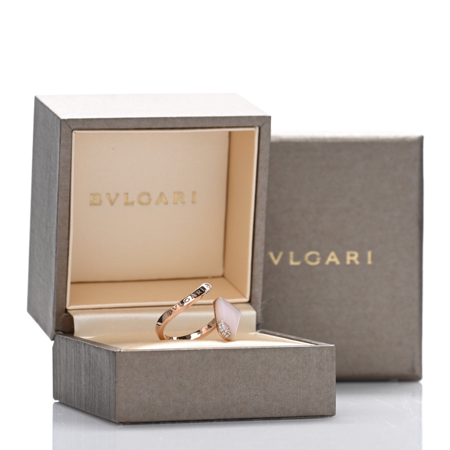 18K Rose Gold Diamond Pink Opal Gelati Ring 54 6.75