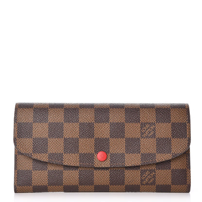 Louis Vuitton Damier Ebene Emilie Wallet Red 1 of 7