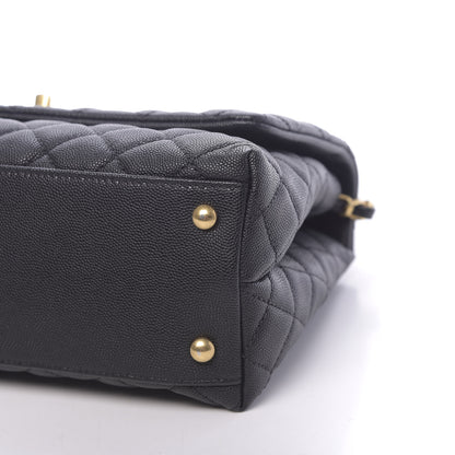 Chanel Caviar Lizard Embossed Quilted Small Coco Handle Flap Black 9 of 11