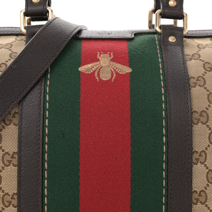 Gucci Monogram Vintage Web Medium Webby Bee Boston Dark Brown 8 of 18