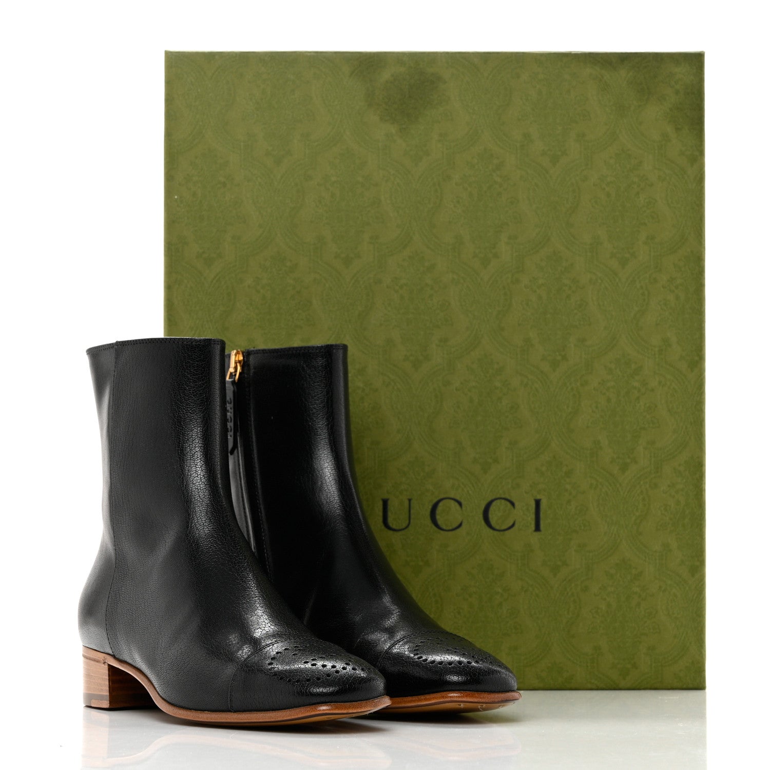 Gucci Goatskin Hills Logo Ankle Boots 35.5 Black 9 of 9