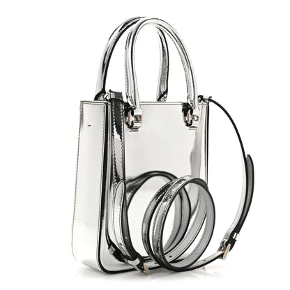 Prada Spazzolato Triangle Small Double Handle Crossbody Tote Argento 2 of 12