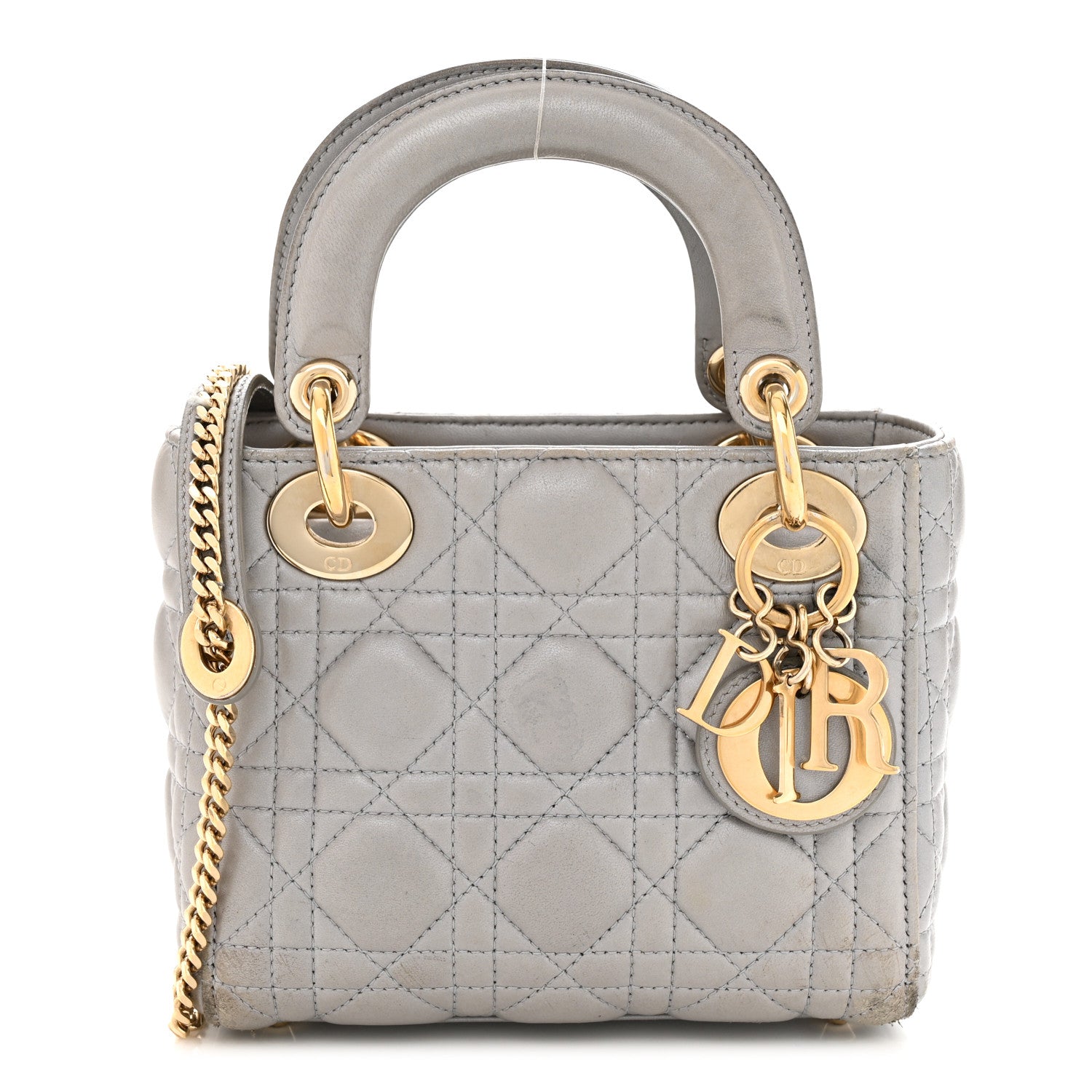 Christian Dior Metallic Lambskin Cannage Mini Lady Dior Grey 1 of 13