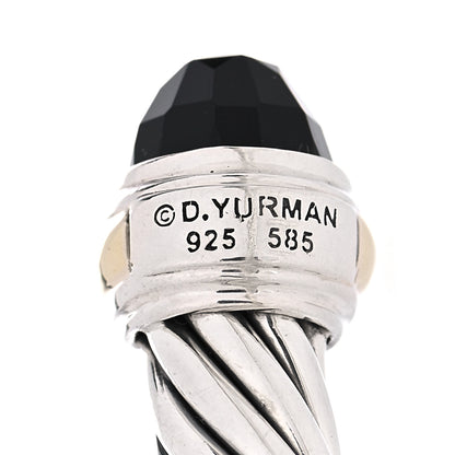 David Yurman Sterling Silver 14K Yellow Gold Black Onyx 7mm Cable Classics Bracelet 5 of 5