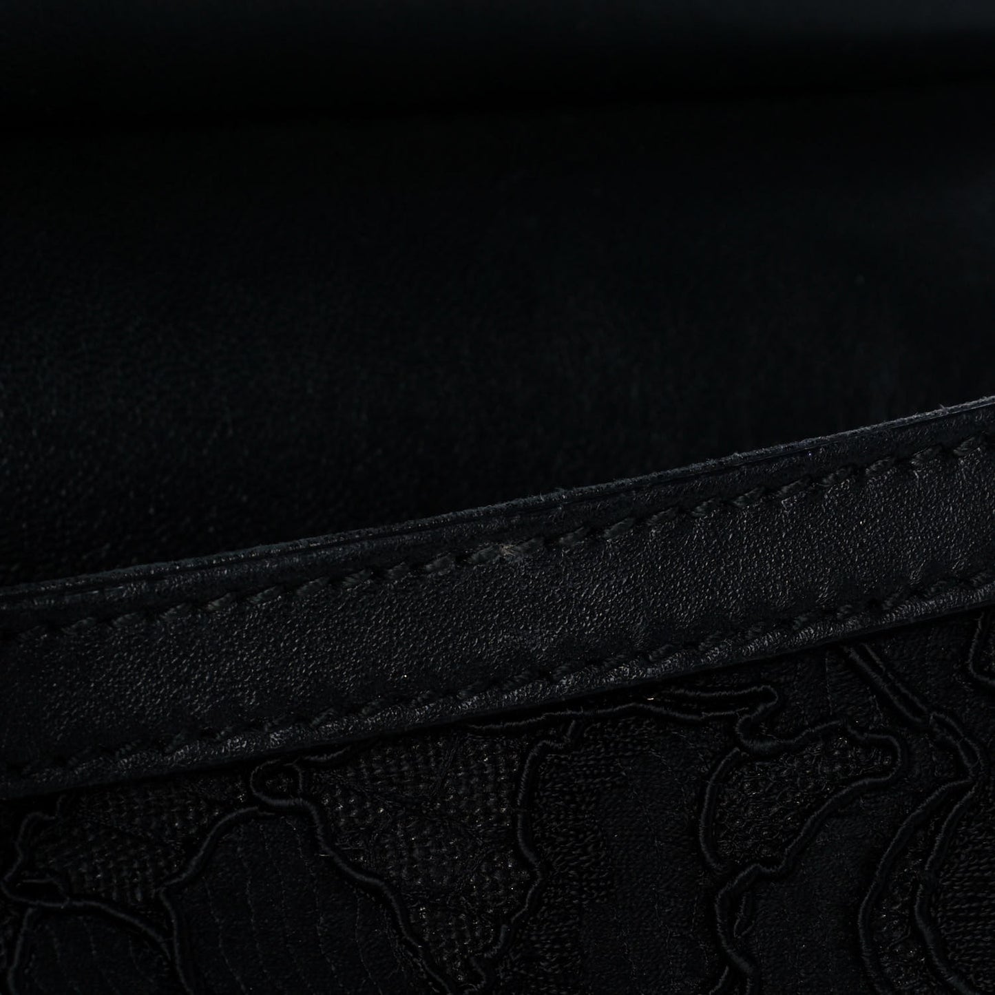 Calfskin Lace Miss Sicily Satchel Black