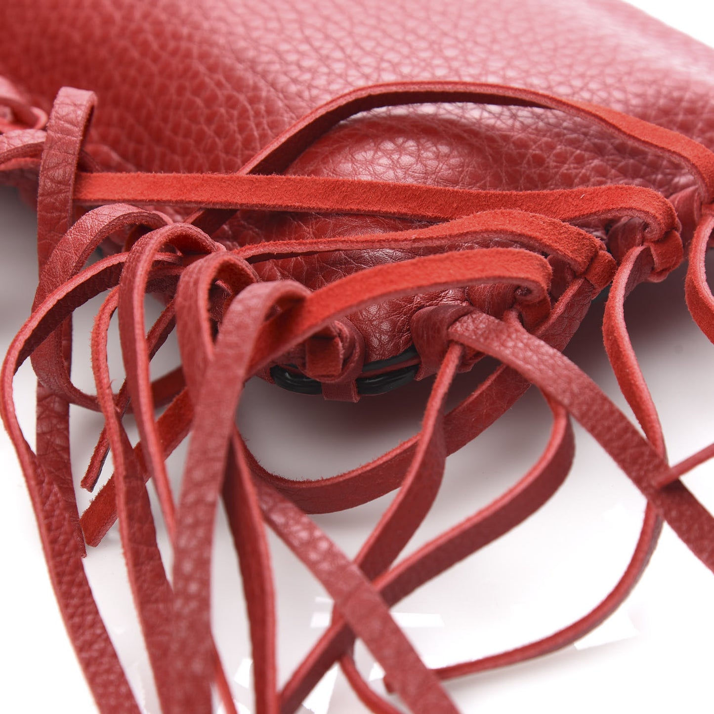 Grained Calfskin C-Rockee Sagittarius Fringe Clutch Scarlet