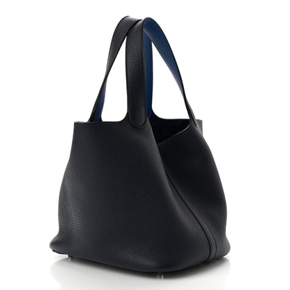 Hermes Taurillon Clemence Swift Eclat Picotin Lock 22 MM Bleu Nuit Bleu Zellige 3 of 11