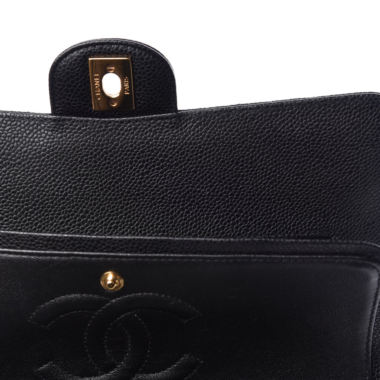 Caviar Quilted Medium Double Flap Black