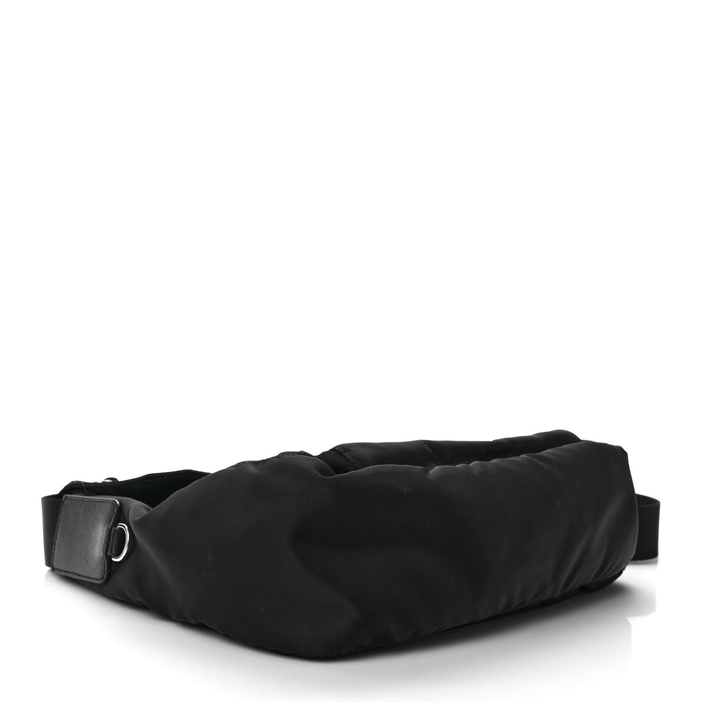 Re-Nylon Vela Saffiano Pocket Single Buckle Messenger Shoulder Bag Black