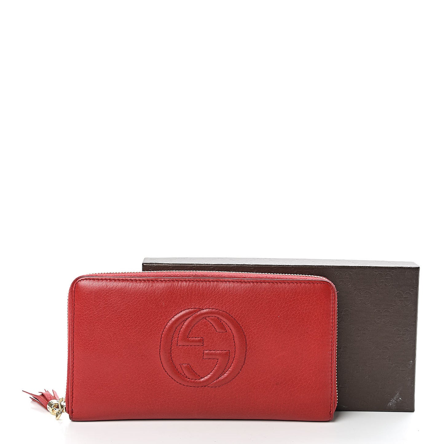 Pebbled Calfskin Soho Zip Around Wallet Red