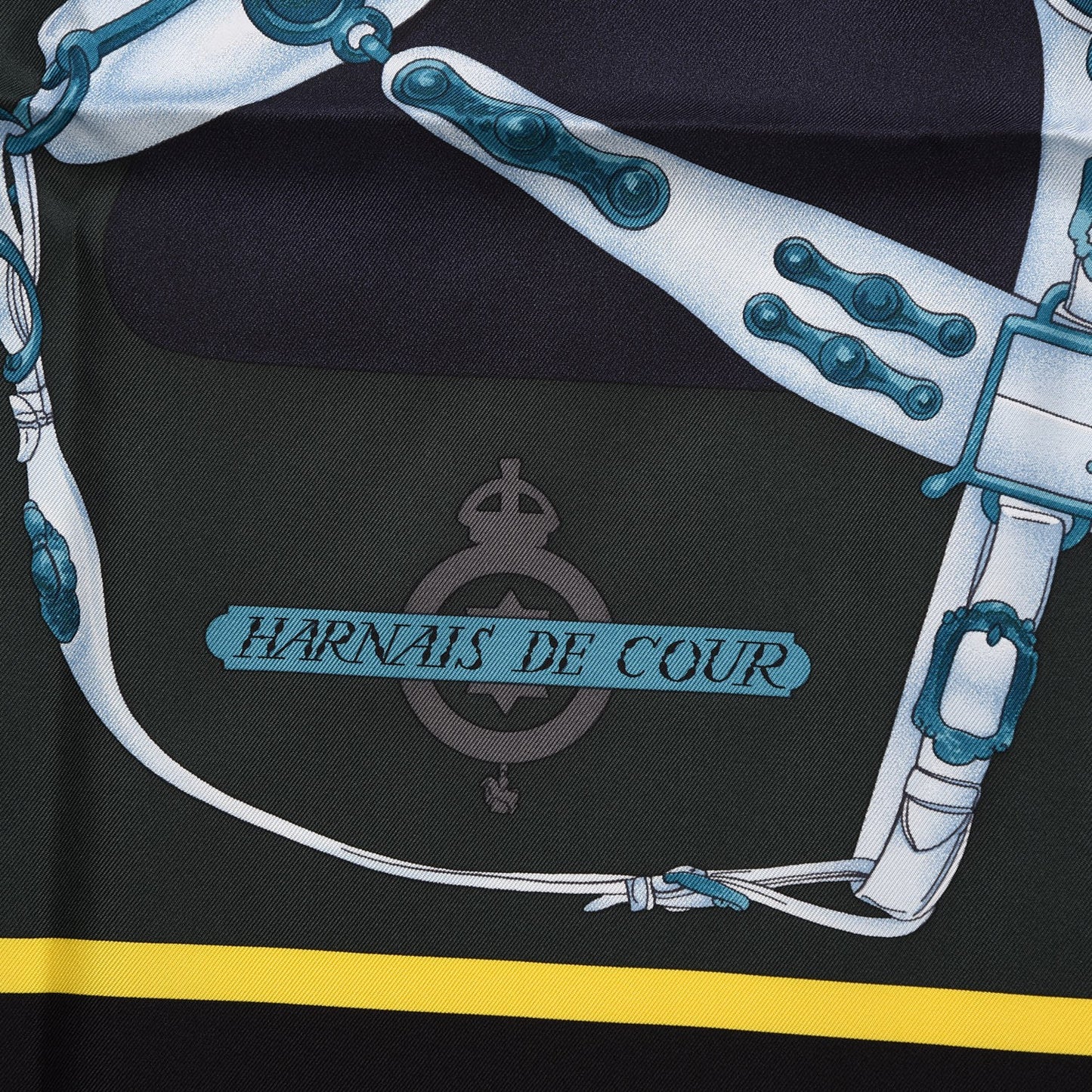Silk Harnais De Cour Scarf 90 Noir Gris Marine