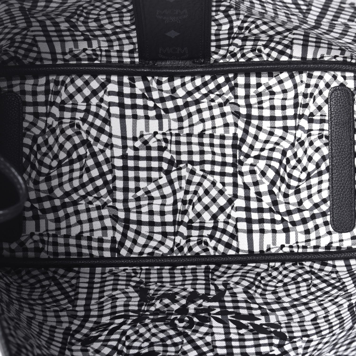 MCM Grained Calfskin Visetos Medium Liz Reversible Shopper Tote Black 9 of 16