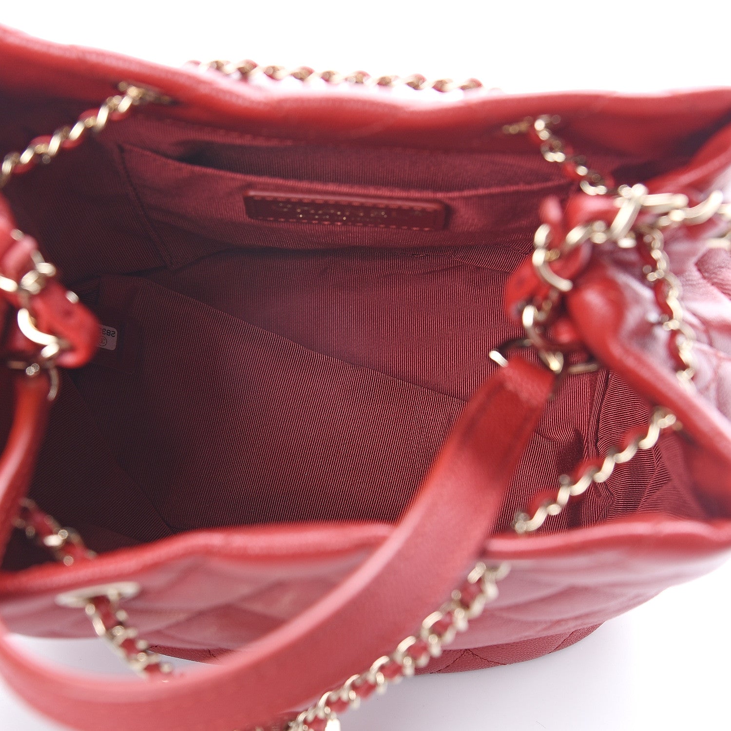 Chanel Caviar Quilted Rolled Up Bucket Drawstring Bag Red 4 of 9