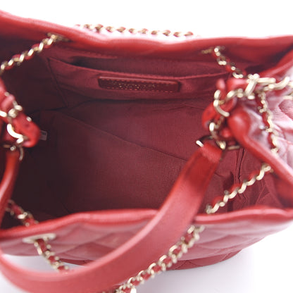 Chanel Caviar Quilted Rolled Up Bucket Drawstring Bag Red 4 of 9