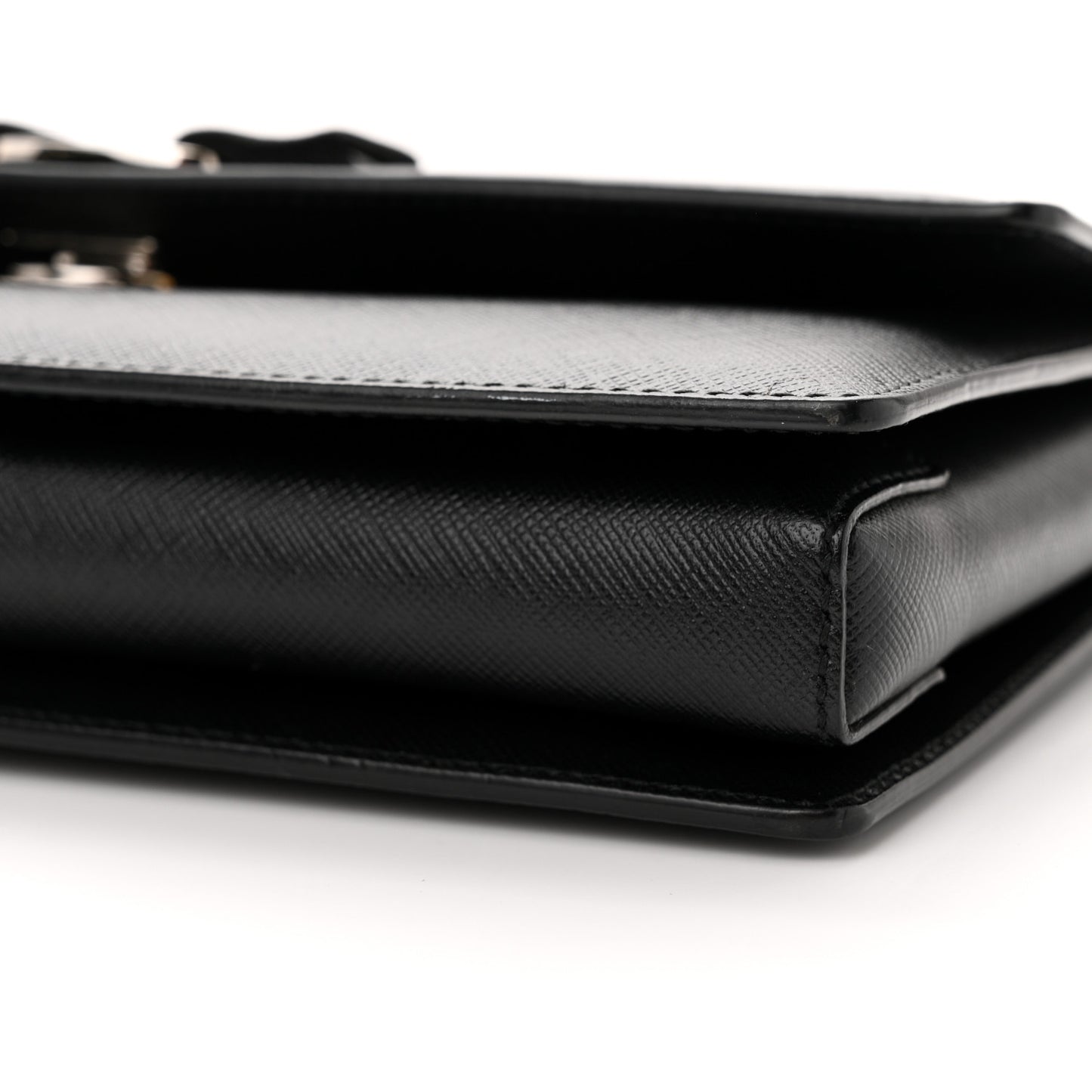 Hammered Calfskin Vara Bow Chain Flap Crossbody Black