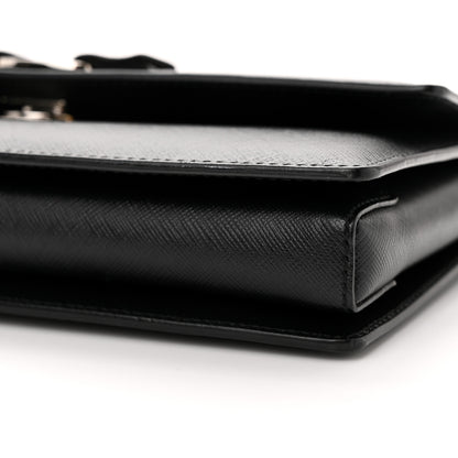 Salvatore Ferragamo Hammered Calfskin Vara Bow Chain Flap Crossbody Black 9 of 12