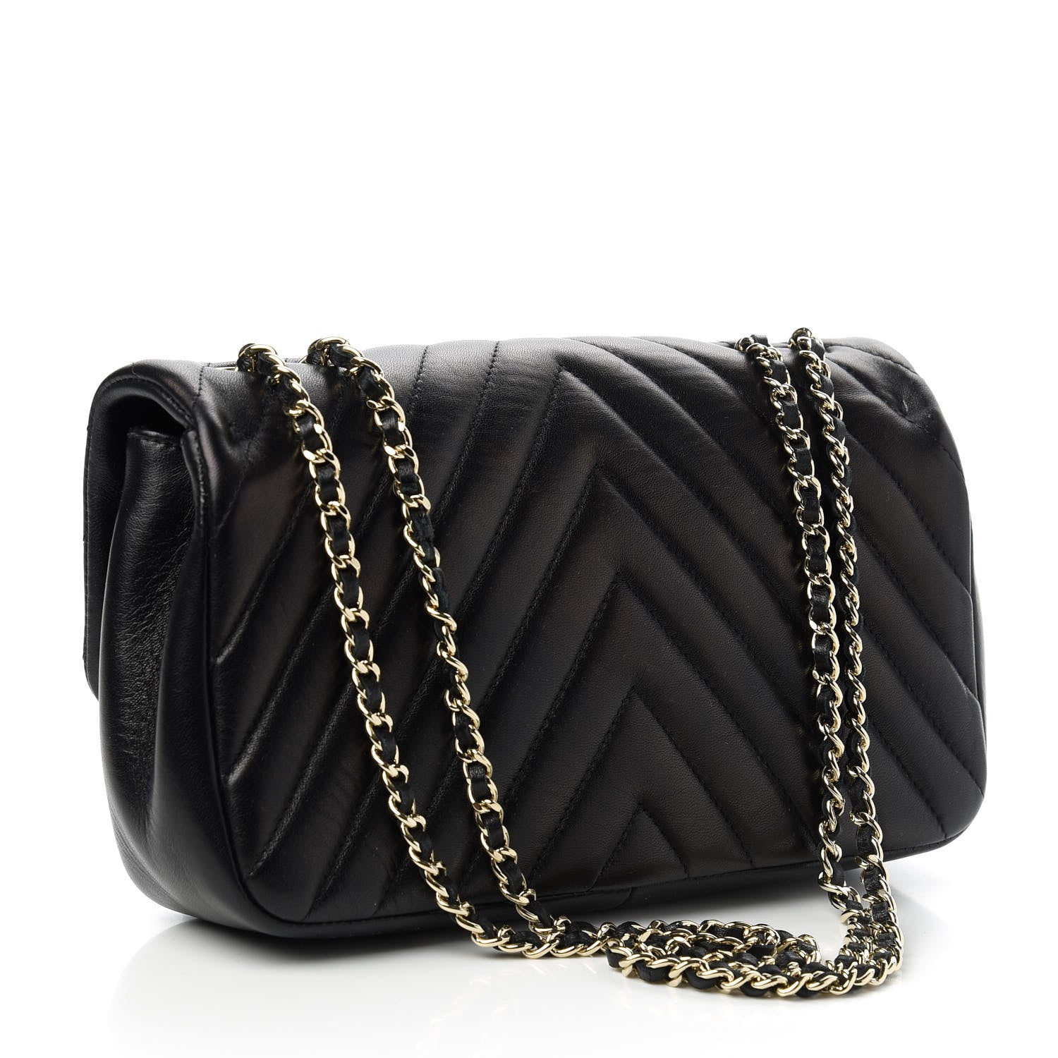 Chanel Lambskin Chevron Quilted Mini Rectangular Flap Black 3 of 10
