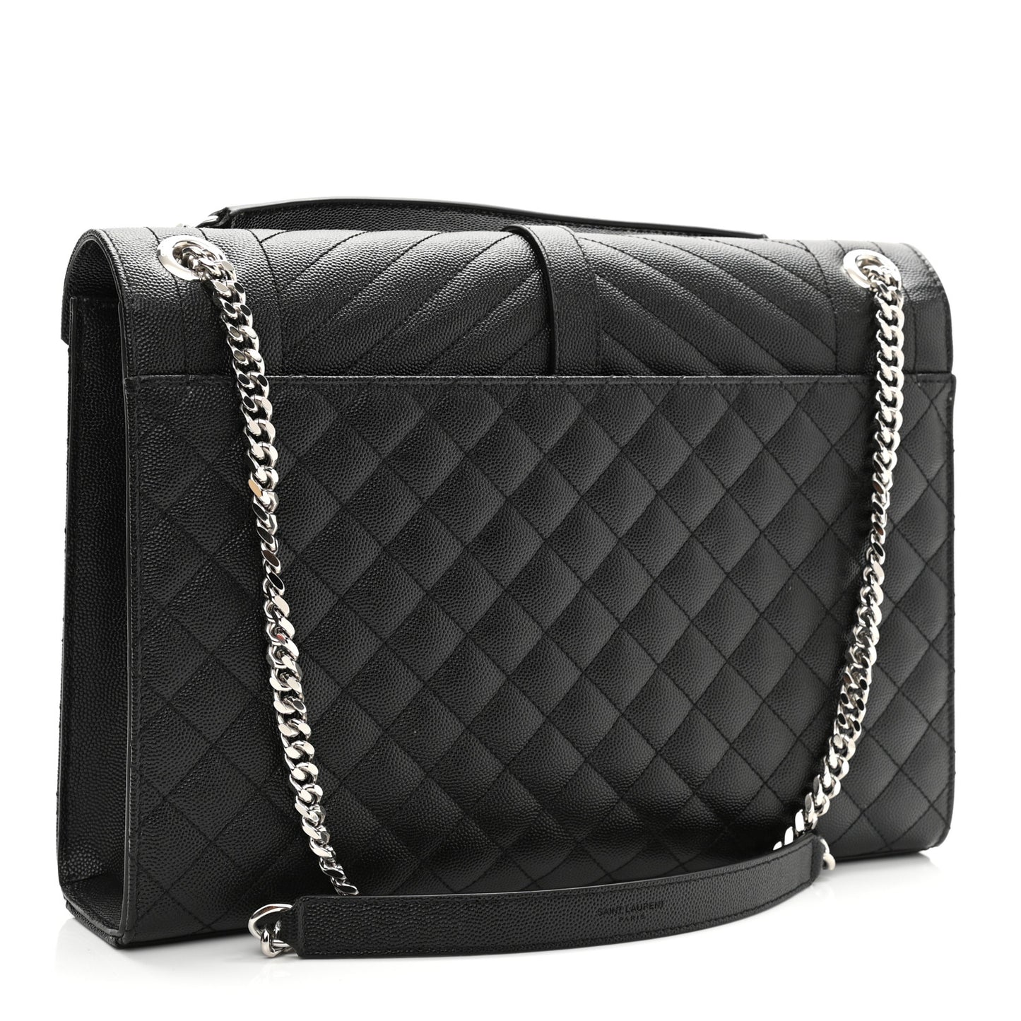 Grain De Poudre Textured Mixed Matelasse Large Triquilt Monogram Satchel Black